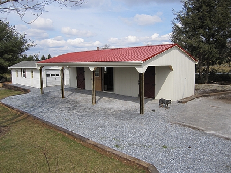 12x20-foot Shed Row with 10-foot Lean-To and 6-foot Tack Room