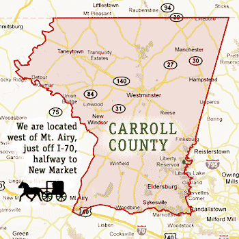Map, Amish Sheds near Howard County, MD